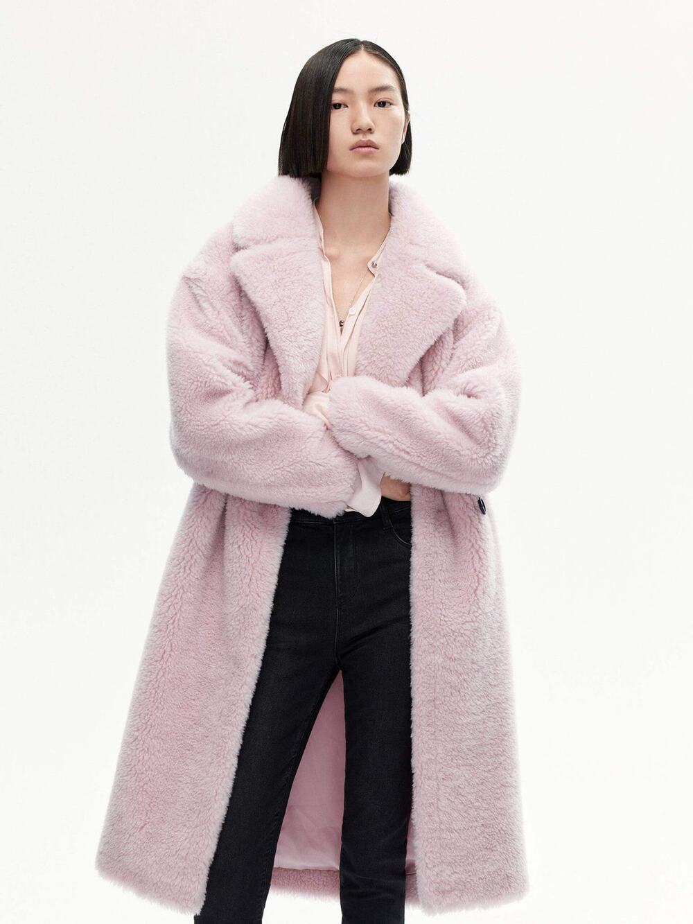 MO&Co. Wool Blend Teddy Coat - S